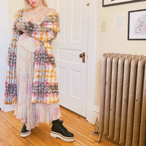 NWT Free People Cardi Plaid Faux Fur Coat / Plaid - Picture 11 of 13